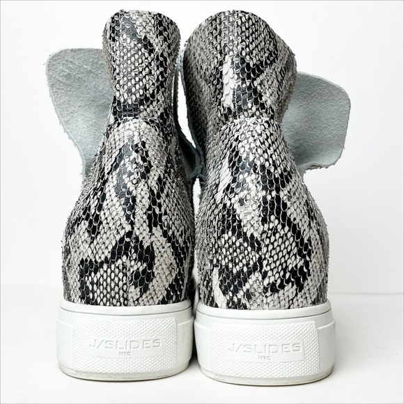 J Slides Posh Hidden Wedge Sneakers 8 gray white snake reptile slip-on platform - Picture 6 of 11